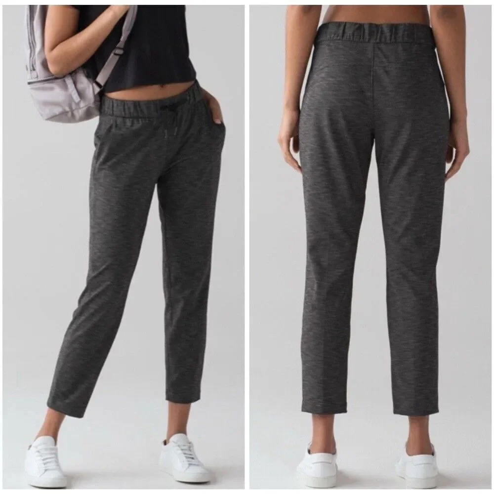 Lululemon On The Fly Pant 28" Heathered Black Gray Full-On® Luxtreme. Sz 2 - Picture 1 of 13